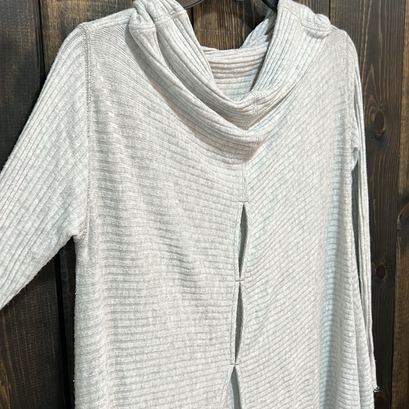 Free People We The Free Lover Top S Grey Ribbed Split Back Oversized Boho Slouch - Picture 8 of 11